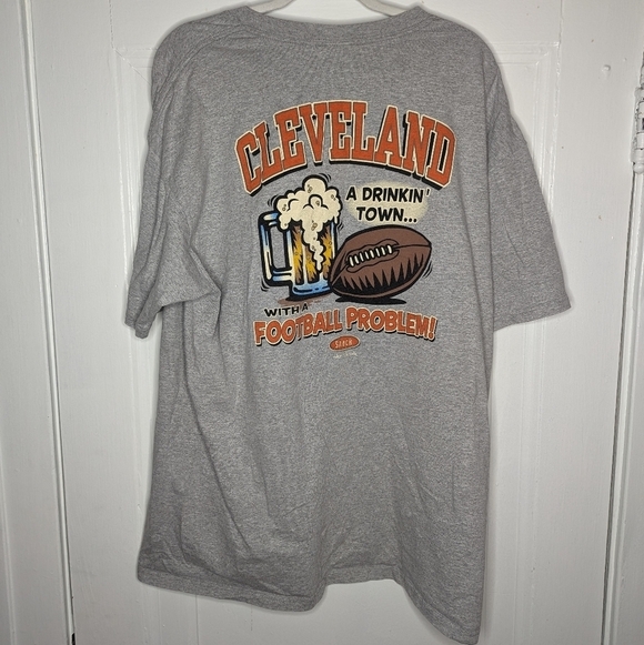 Cleveland Browns Vintage Football Town drinking problem graphic tee Mens 2x - Picture 4 of 4
